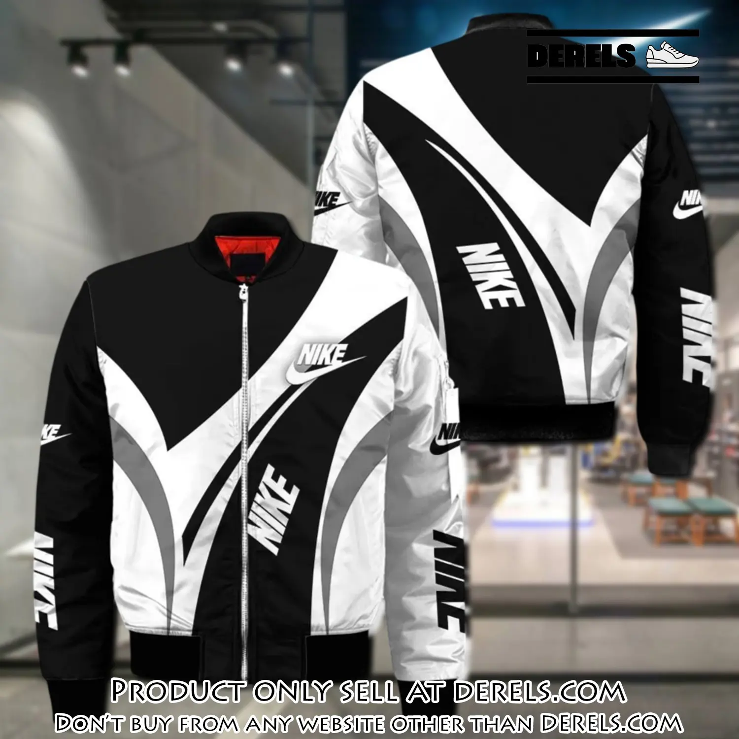 Nike white black luxury brand bomber jacket outfit for men women dr1404588